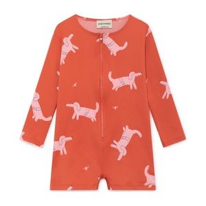 Bobo Choses Dogs Swim Overall in Red Clay/Vermilion